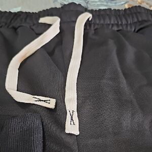 Mens Black Elastic Waist Joggers with White Drawstrings That Work.